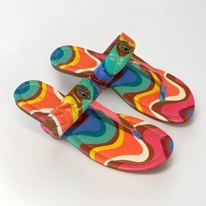 Kurt Geiger London Women's Size 38 Kensington Printed T-Bar Flat Sandals New